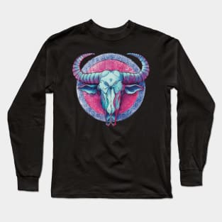 Buffalo skull mandala Long Sleeve T-Shirt